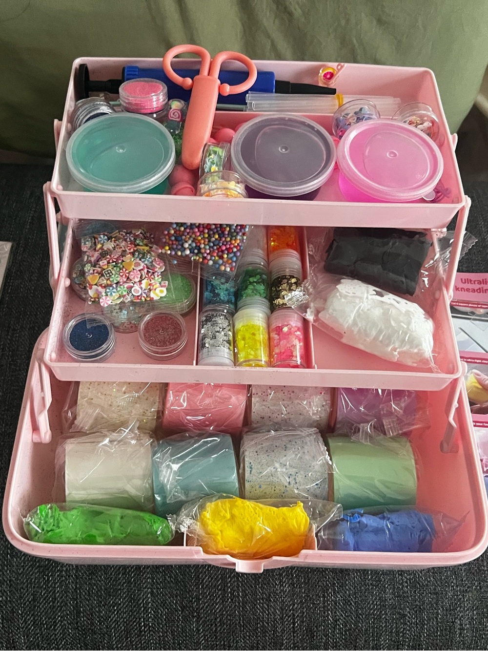 Pink Bow Nano Tape Bubble Kit 3 Tiered Craft/Hair/Makeup Storage Organizer -